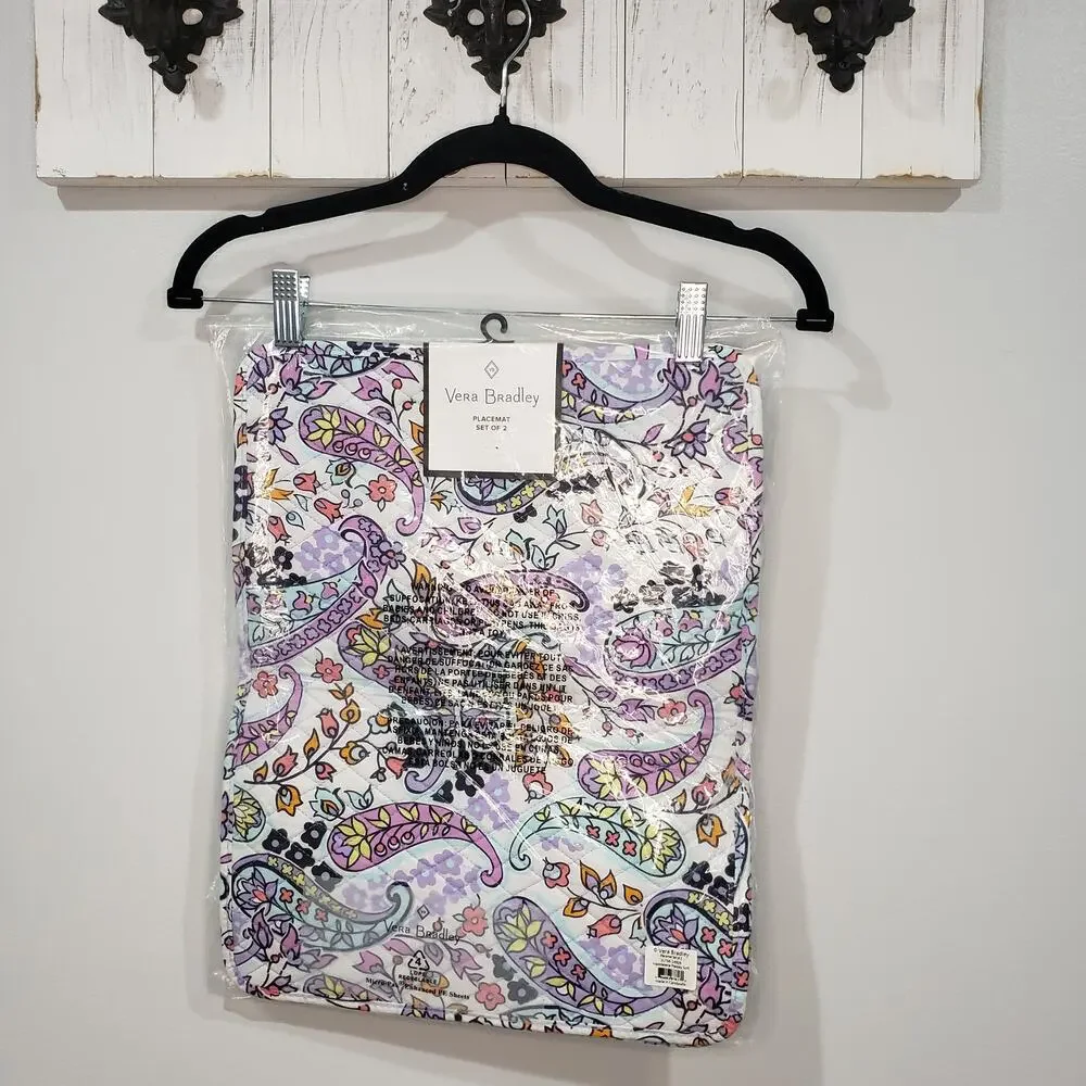 Vera Bradley Maddalena Paisley Soft Placemats Set of 2 Floral NWT